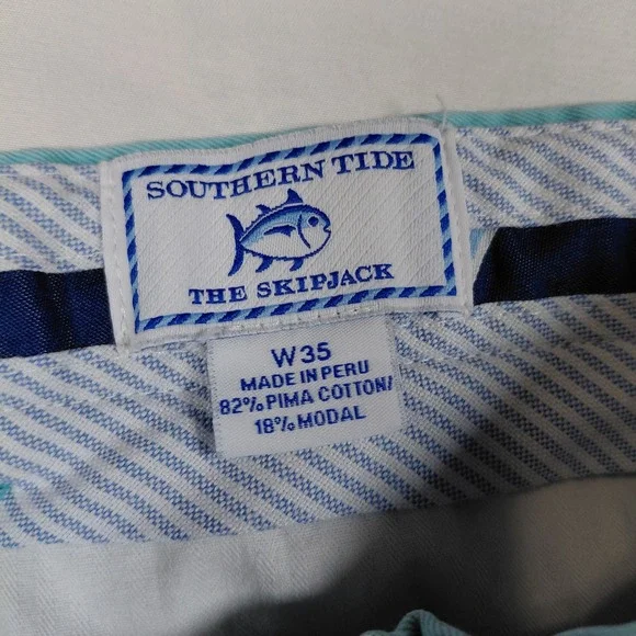 Southern Tide Skipjack Shorts Mens 35 Blue Teal Pima Cotton Modal Chino Coastal - Picture 5 of 12